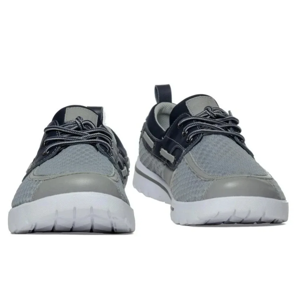 Skuze Del Marina Mens Boat Shoes Grey Navy Blue Mesh Lightweight Size 6
